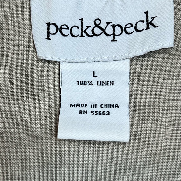 Peck & Peck 100% Linen Dress, Tan V-Neck Tassel Trim Sz L Side Ziper - Picture 3 of 11